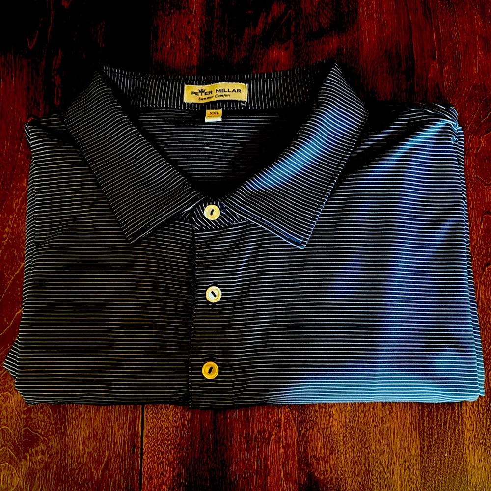 Peter Millar Striped Shirt in Blue and White xxl excellent condition
